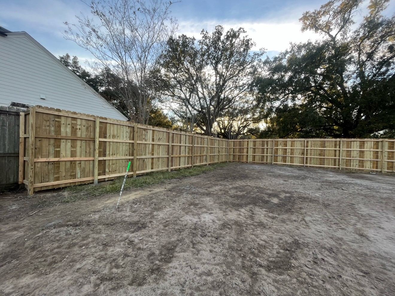 Wood privacy fence corner